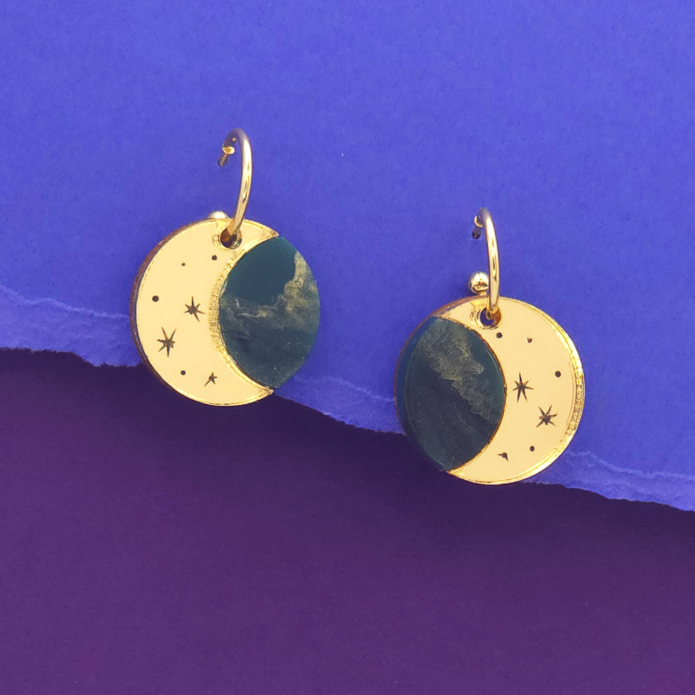 Crescent Moon, Statement Earrings